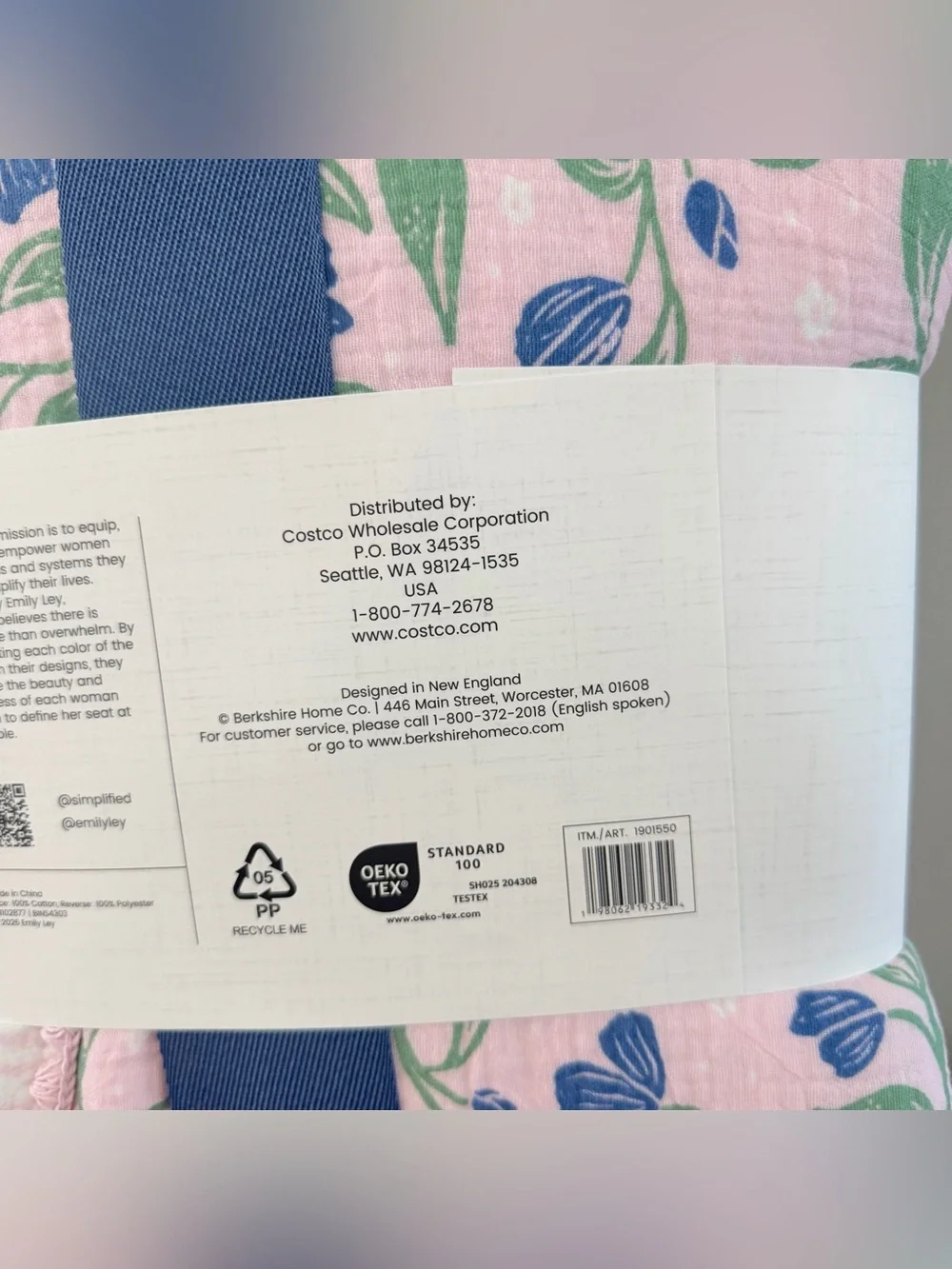 Simplified Artist Collection Cotton Gauze Plush Throw Blanket 60x70 Floral Pink